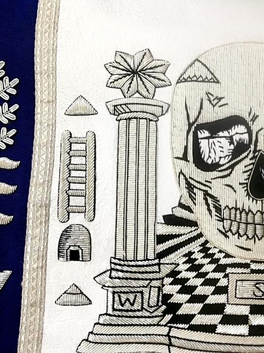 Masonic Regalia Custom Design Skull Pillars Masters Carpet Handmade Bullion Masonic Apron