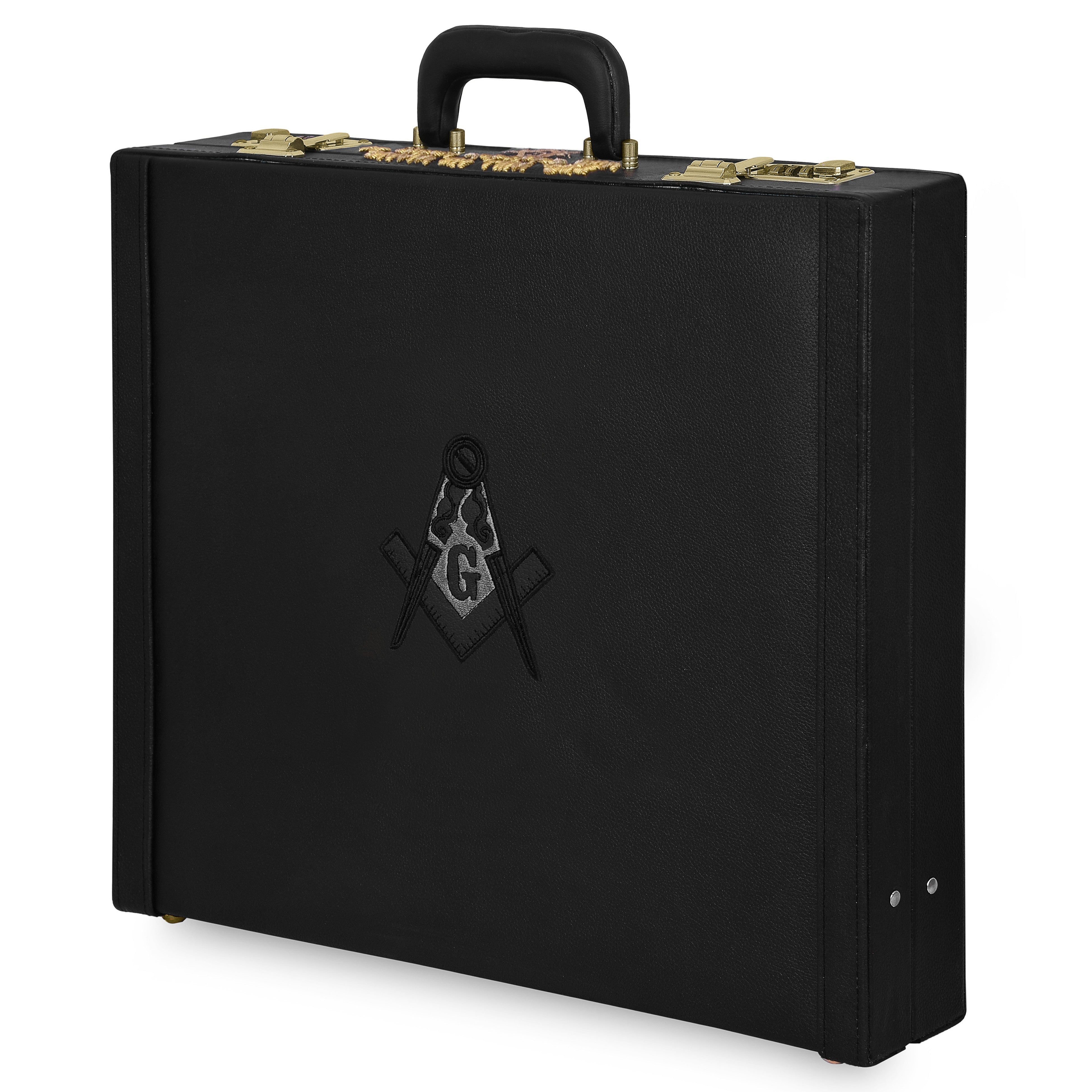 Master Mason Blue Lodge Apron Case -  Hand Embroidery Personalization Black Emblem Various Sizes & Materials