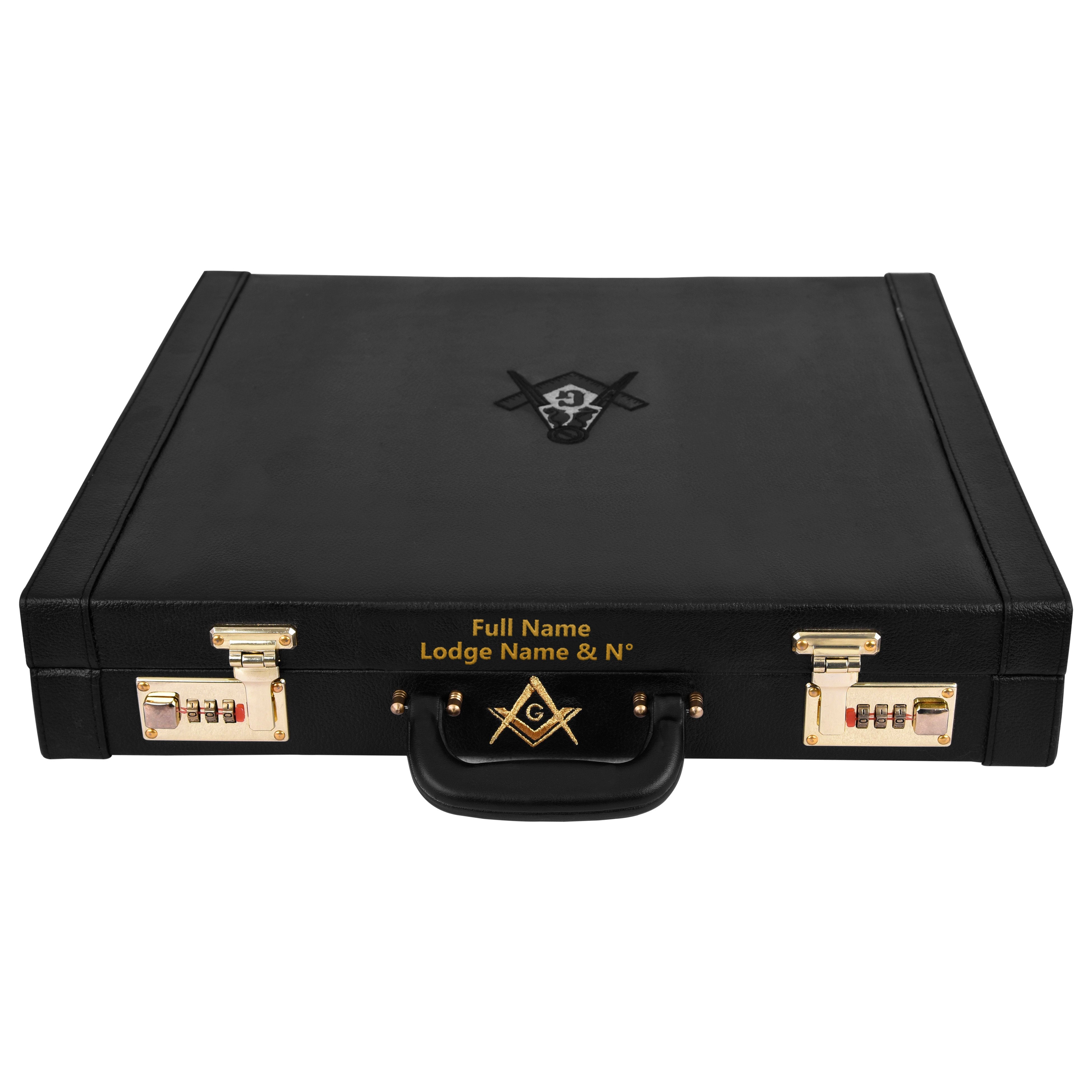 Master Mason Blue Lodge Apron Case -  Hand Embroidery Personalization Black Emblem Various Sizes & Materials