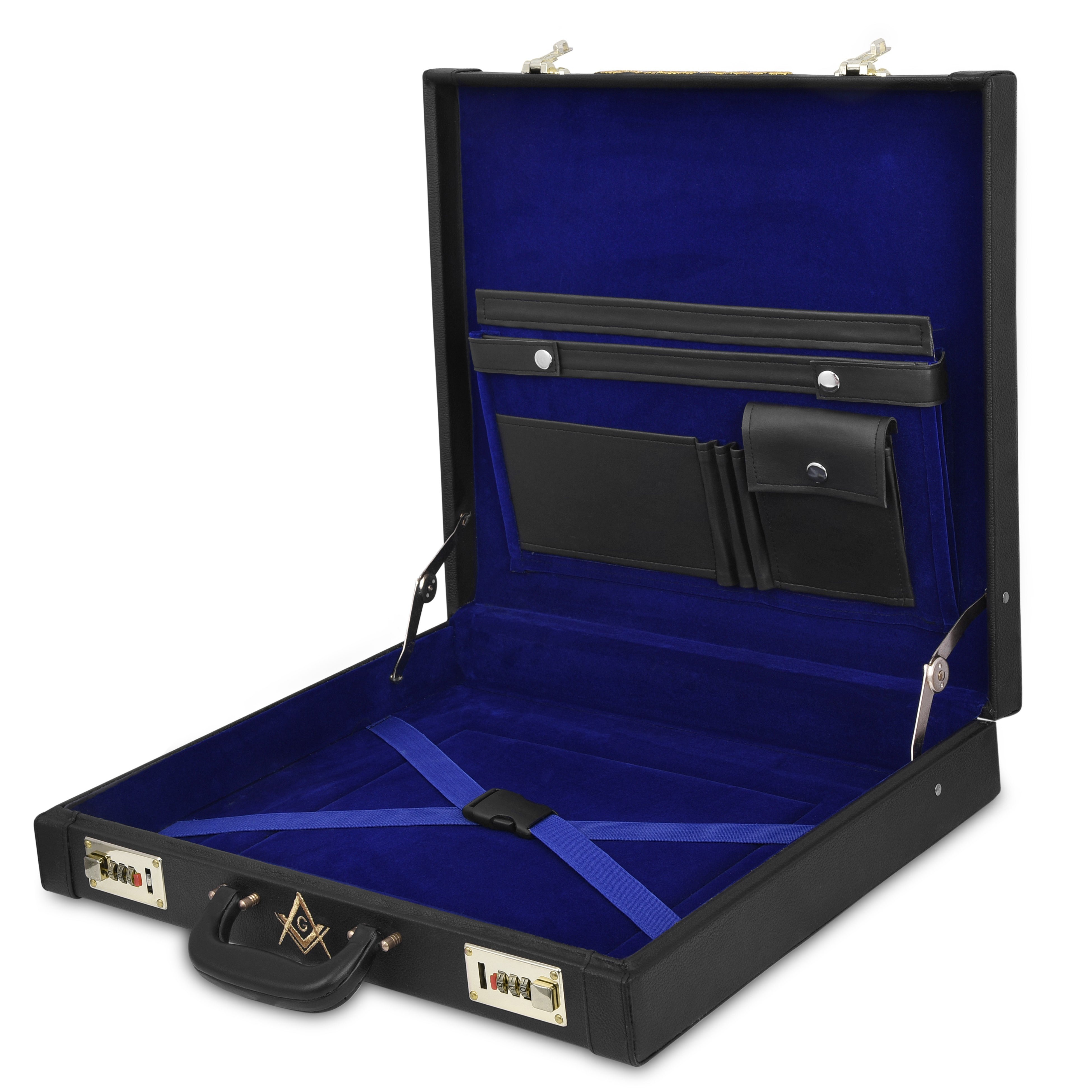 Master Mason Blue Lodge Apron Case -  Hand Embroidery Personalization Black Emblem Various Sizes & Materials