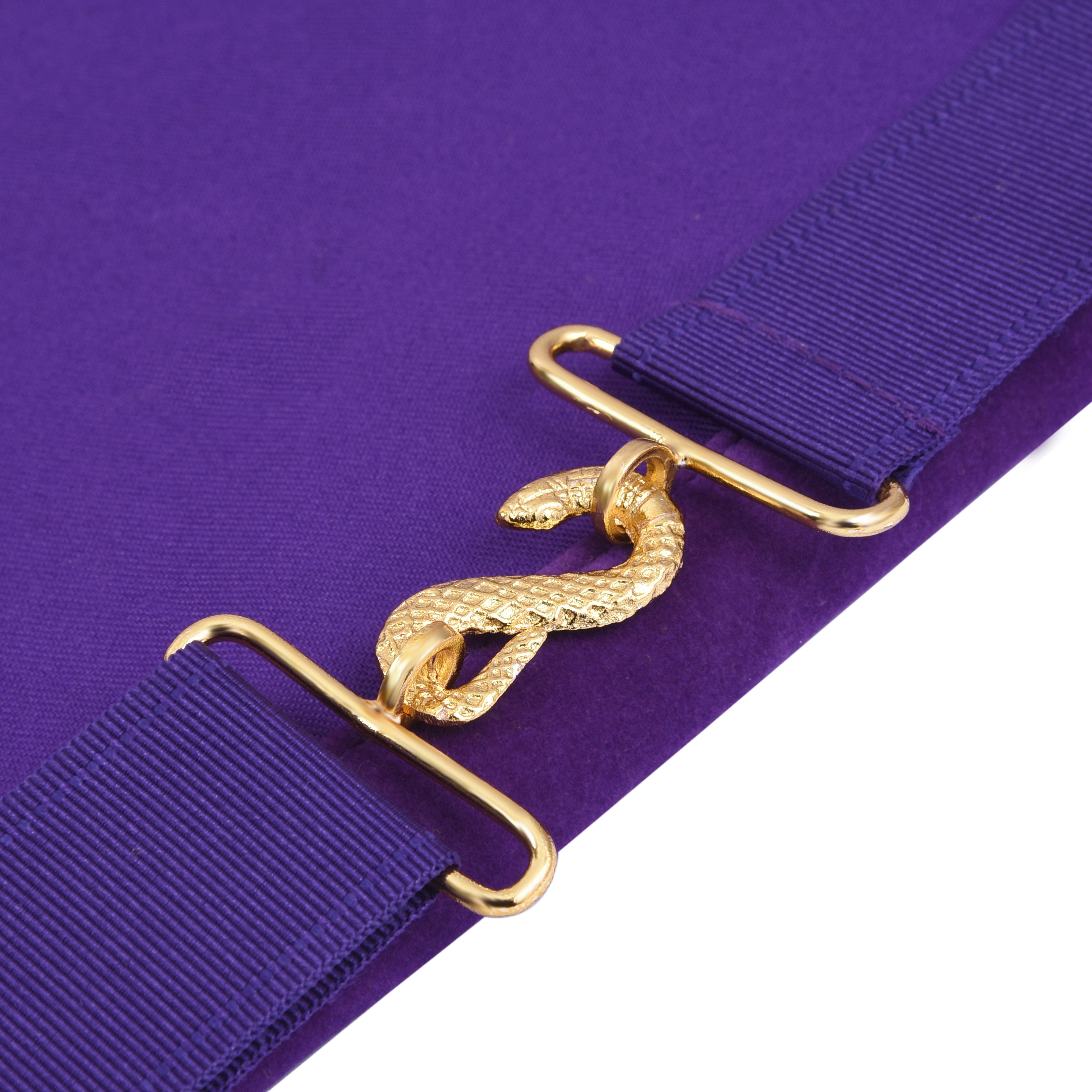 Past Grand Thrice Illustrious Master Royal & Select Masters English Regulation Apron - Purple Velvet Borders With Tassels