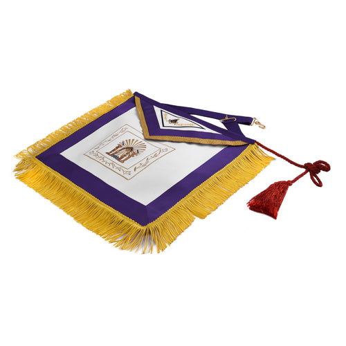 Master Mason Blue Lodge French Regulation Apron - Blue Ribbon Machine Embroidery