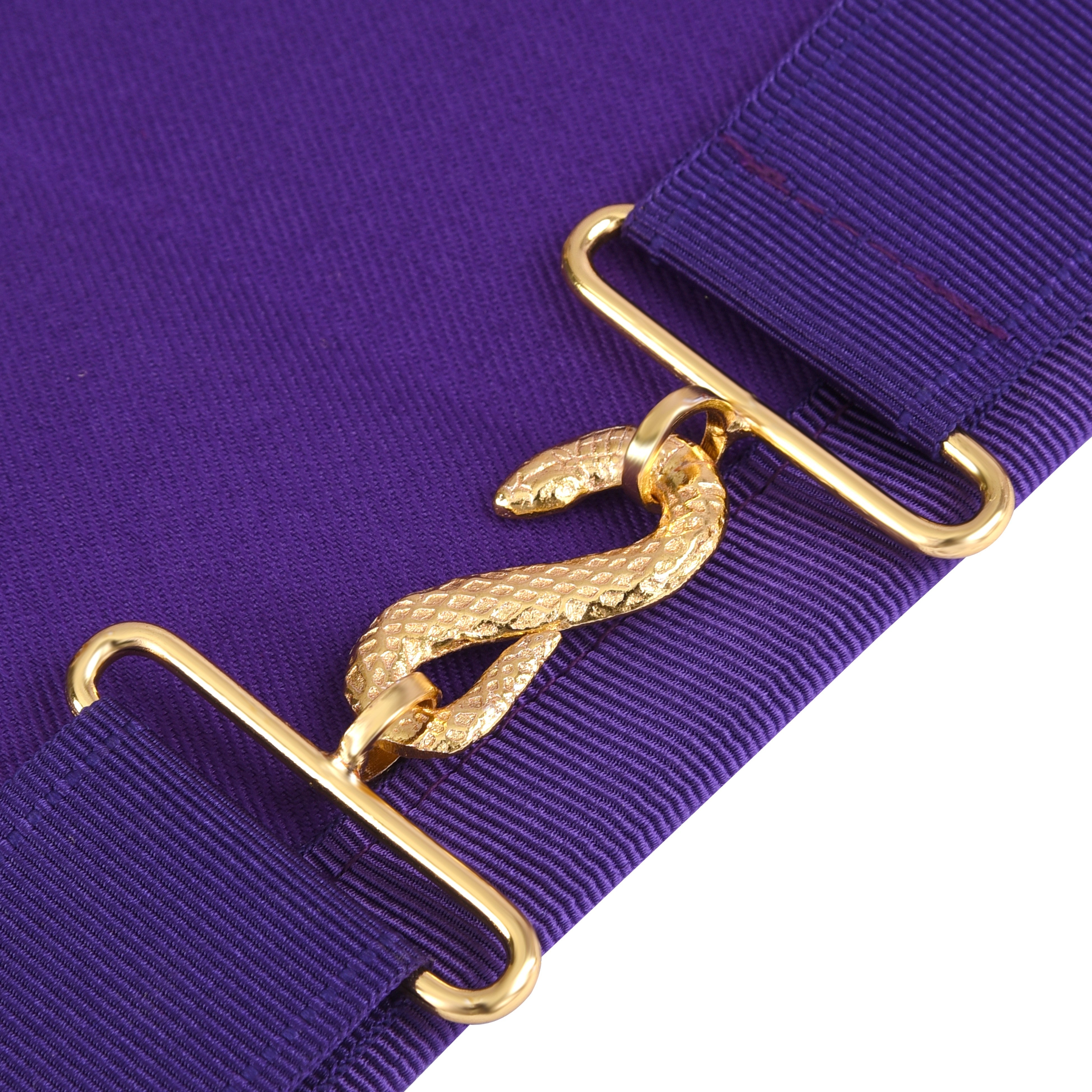 Master Mason Blue Lodge Apron - Purple Ribbon With Machine Embroidery Bullion And Tassels