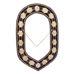 Worthy Patron OES Chain Collar - Gold Plated With Blue Velvet