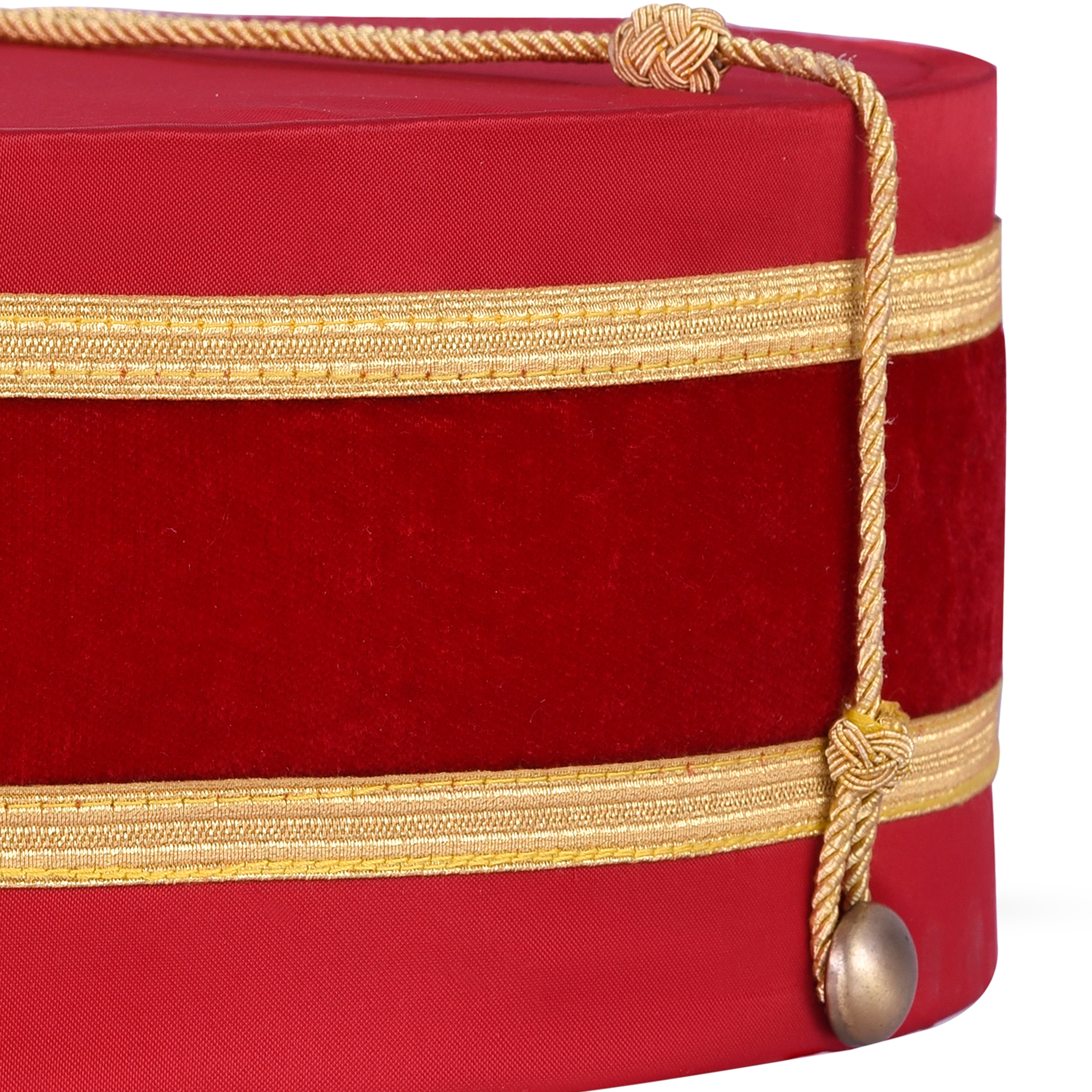 High Priest Royal Arch Chapter Crown Cap - Red Velvet & Gold Rope