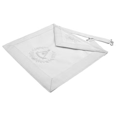 Grand Past Master Blue Lodge California Regulation Apron - White Velvet Hand Threaded Silk