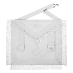 Master Mason Blue Lodge Apron - All White Hand Threaded Silk