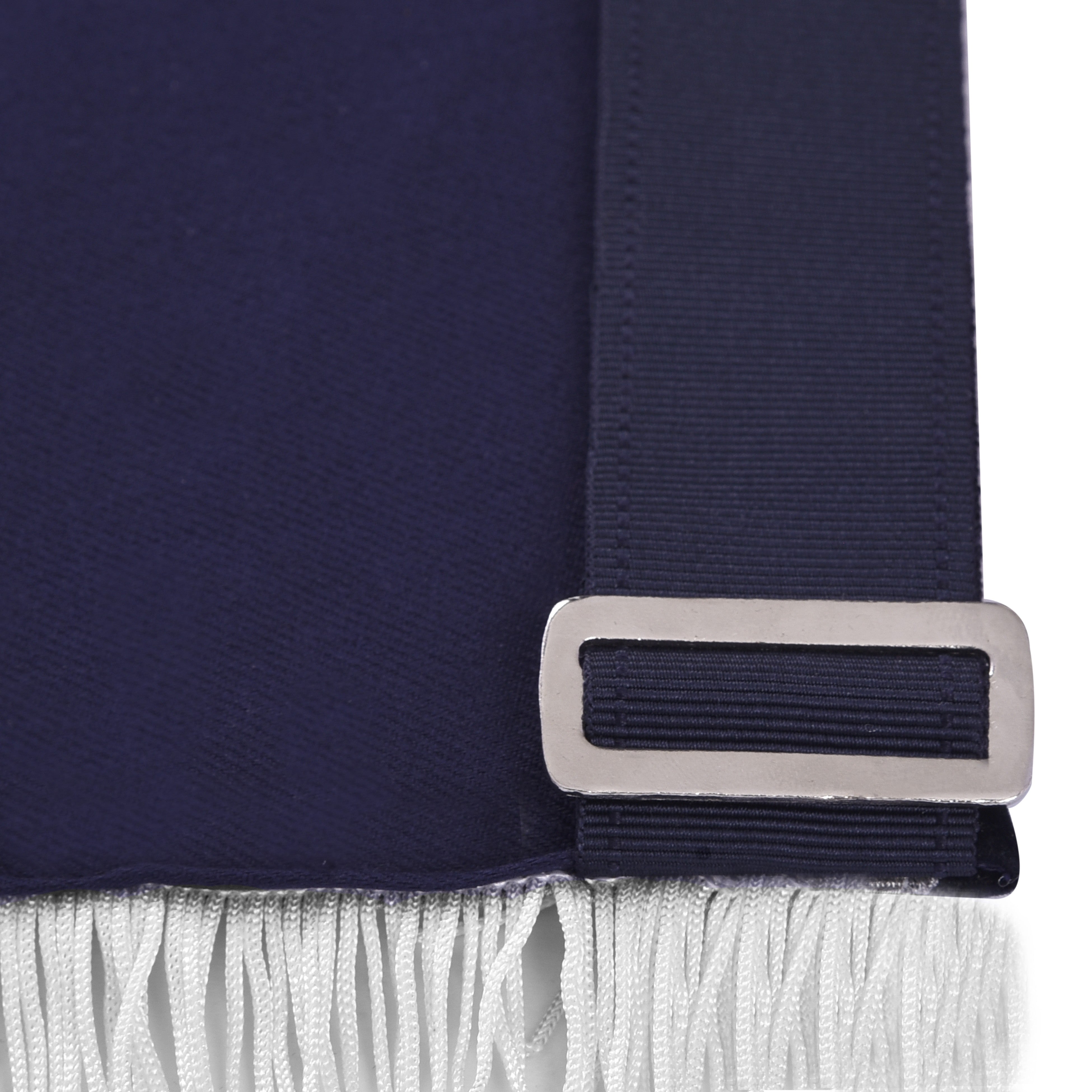 Past Master Blue Lodge Apron - Navy Velvet With Silver Braid & Fringe