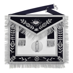 Junior Warden Blue Lodge Officer Apron - Dark Blue With Silver Hand Embroidery Bullion