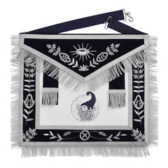 Junior Steward Blue Lodge Officer Apron - Dark Blue With Silver Hand Embroidery Bullion