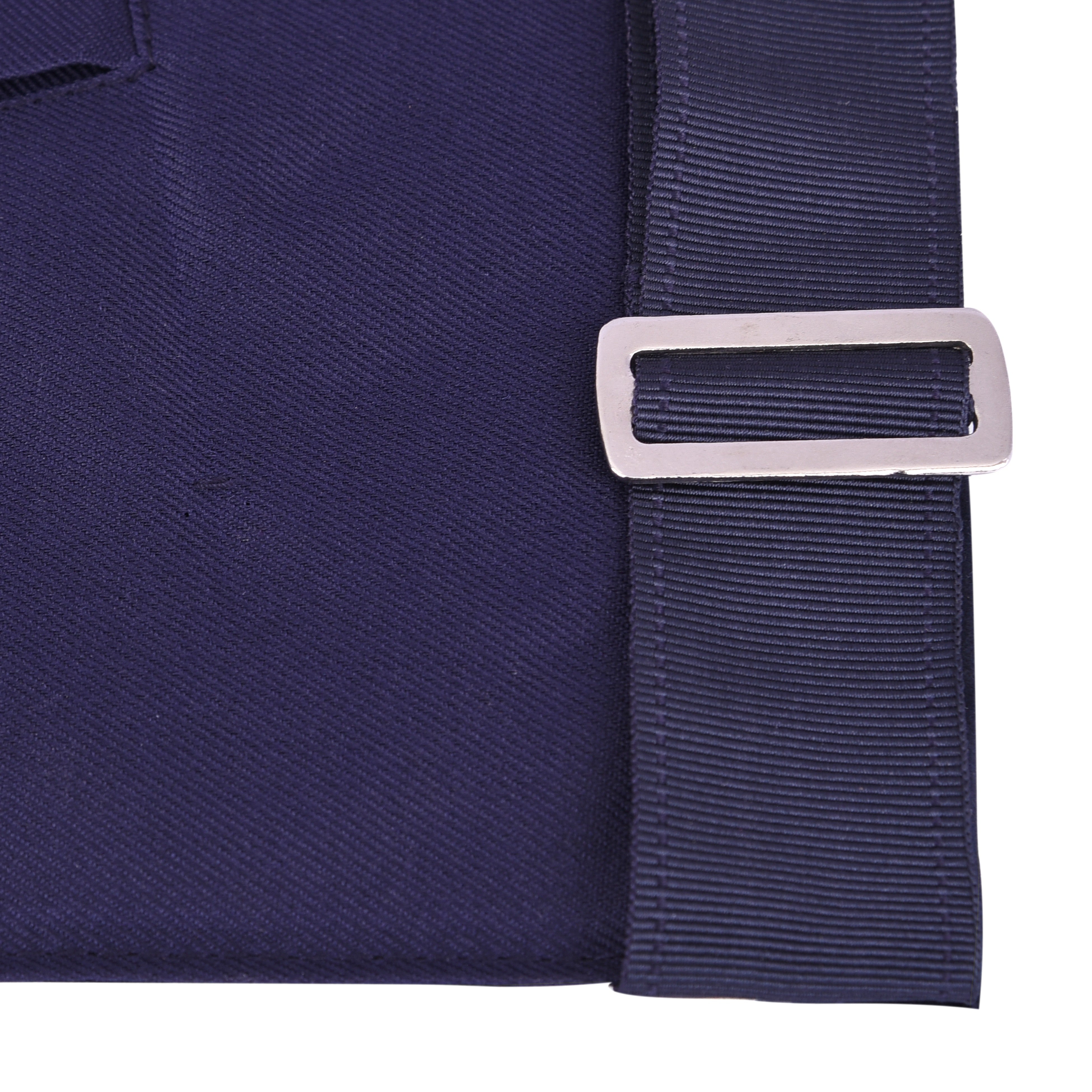 Junior Deacon Blue Lodge Officer Apron - Navy Velvet With Silver Embroidery Thread