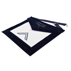 Worshipful Master Blue Lodge Officer Apron -  Navy Velvet With Silver Embroidery Thread