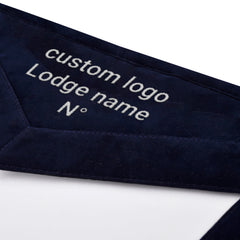 Senior Steward Blue Lodge Officer Apron - Navy Velvet With Silver Embroidery Thread