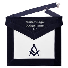 Junior Deacon Blue Lodge Officer Apron - Navy Velvet With Silver Embroidery Thread