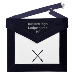 Marshal Blue Lodge Officer Apron -  Navy Velvet With Silver Embroidery Thread