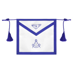 Past Master Blue Lodge Apron - White Cotton With Blue Tassels