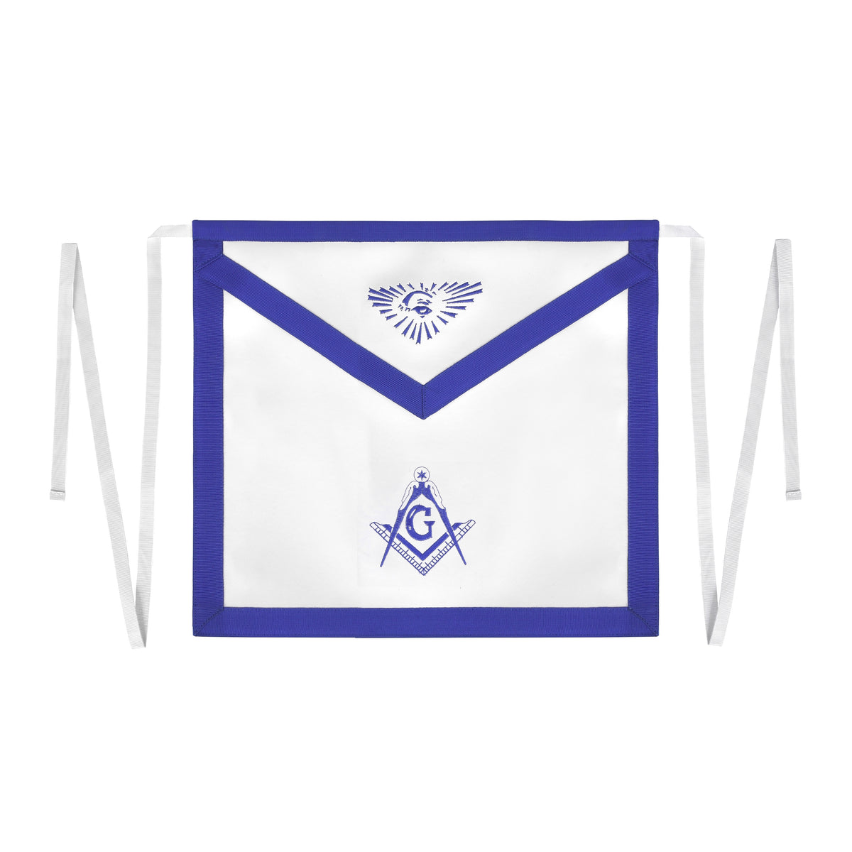 Master Mason Blue Lodge Apron - White Tape Ties