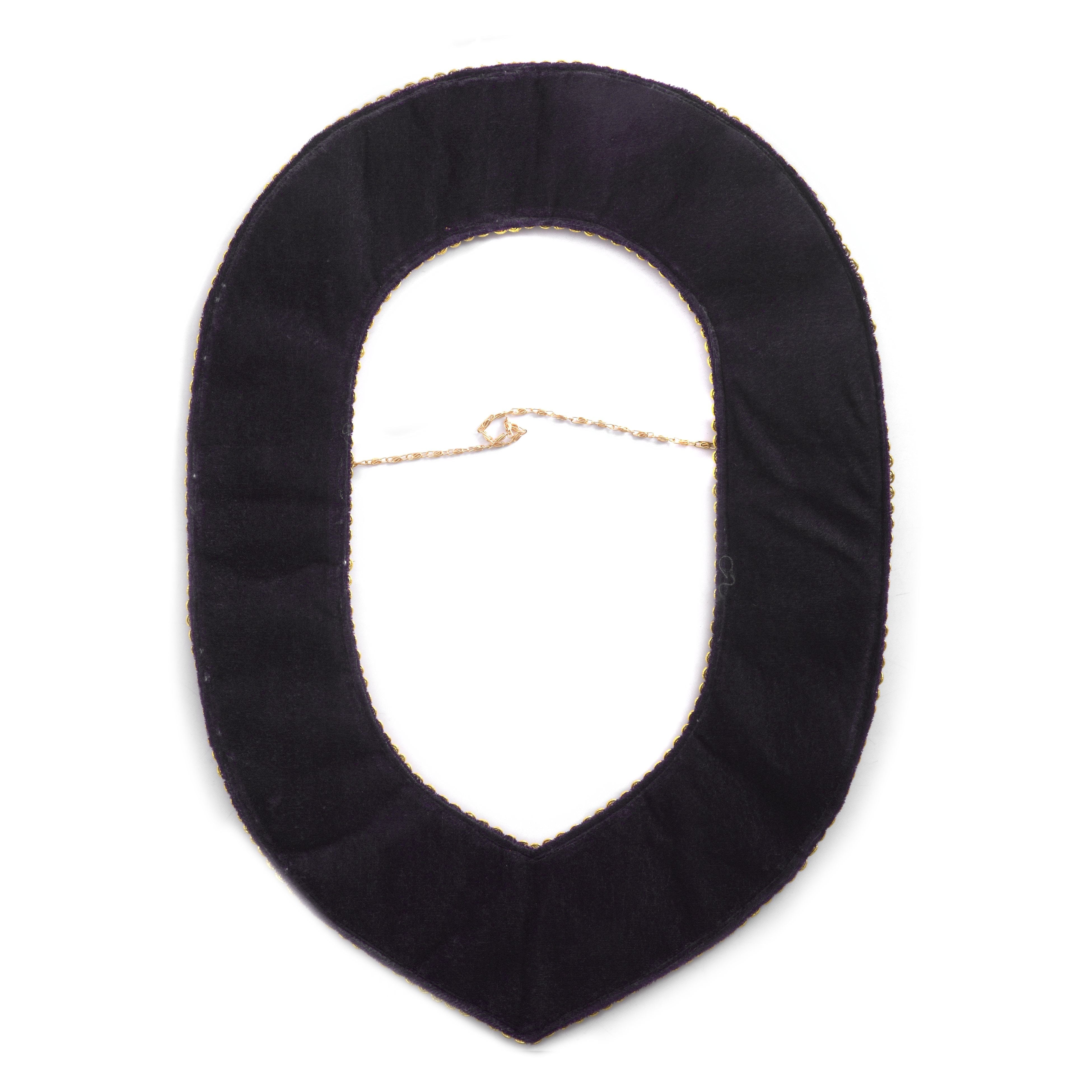 OES Chain Collar - Purple Backing With Gold Rhinestones