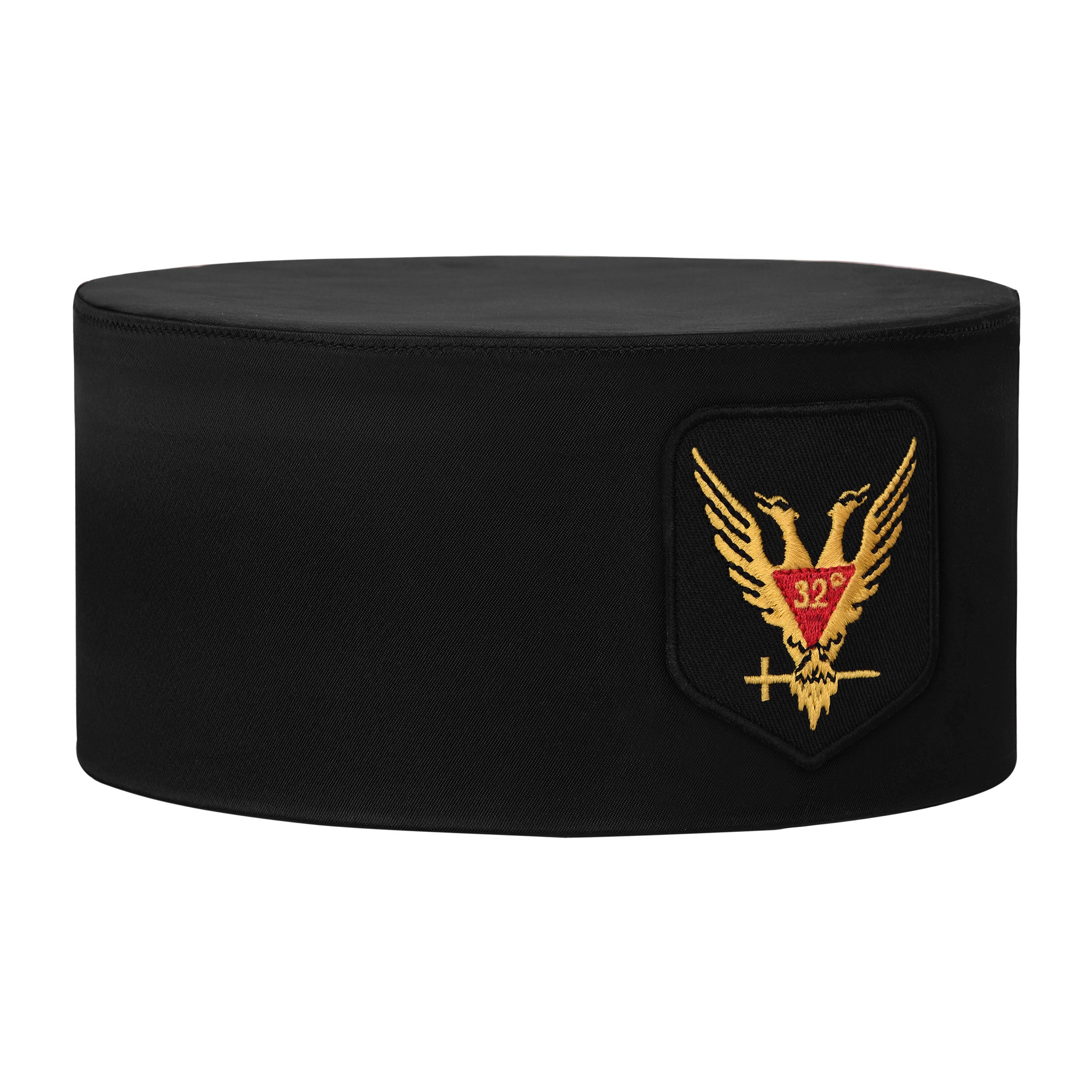 32nd Degree Scottish Rite Crown Cap - Black Rayon With Wings Up Red & Gold