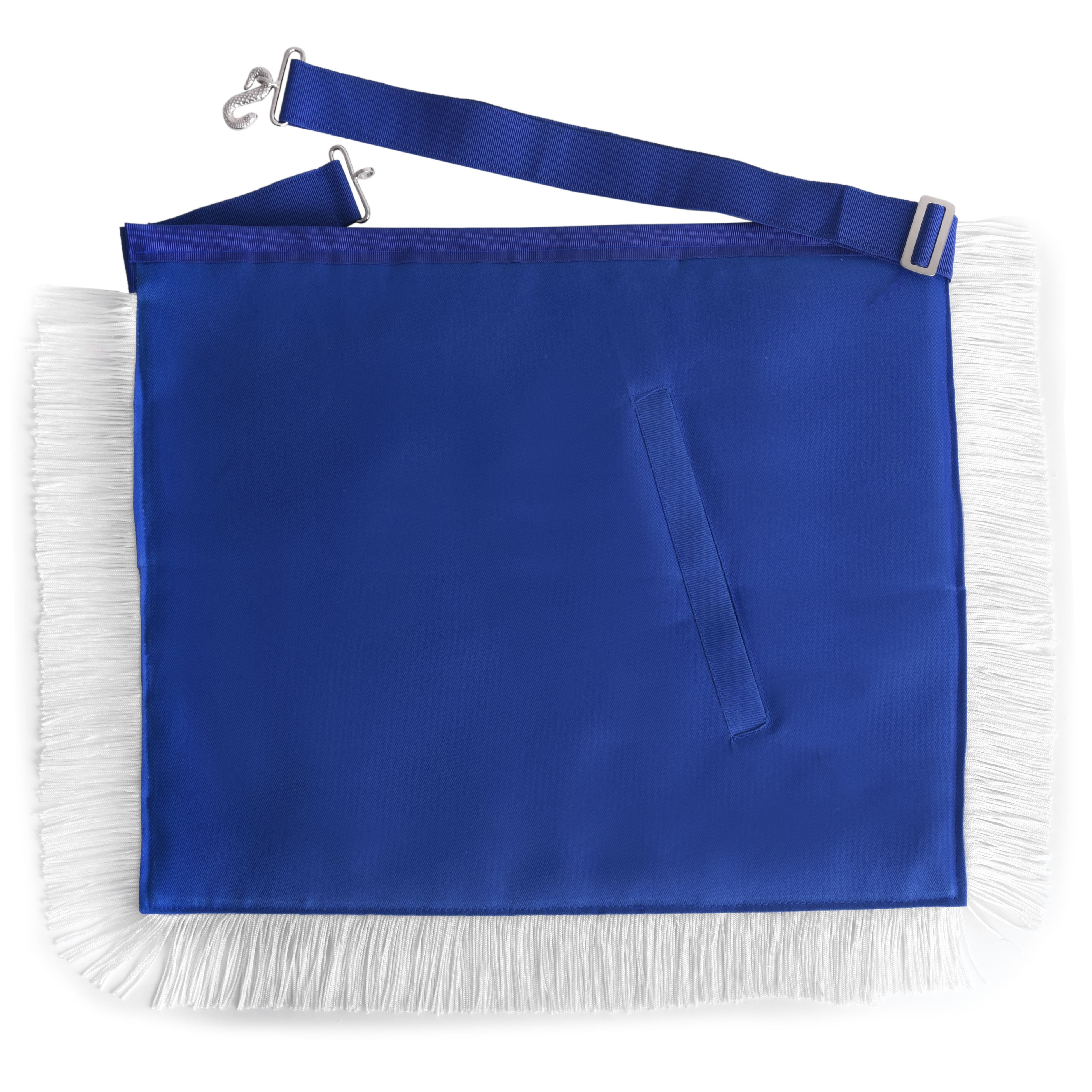 Junior Deacon Blue Lodge Officer Apron - Royal Blue With White Fringe