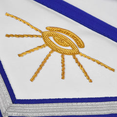 Past Master Blue Lodge California Regulation Apron - Hand Embroidery Gold Bullion With Silver Braid Fringe