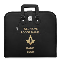 Master Mason Blue Lodge Apron Case - Soft Imitation Leather With Silver Metal Lock