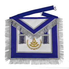 Past Master Blue Lodge California Regulation Apron - Gold Bullion With Silver Braid Fringe