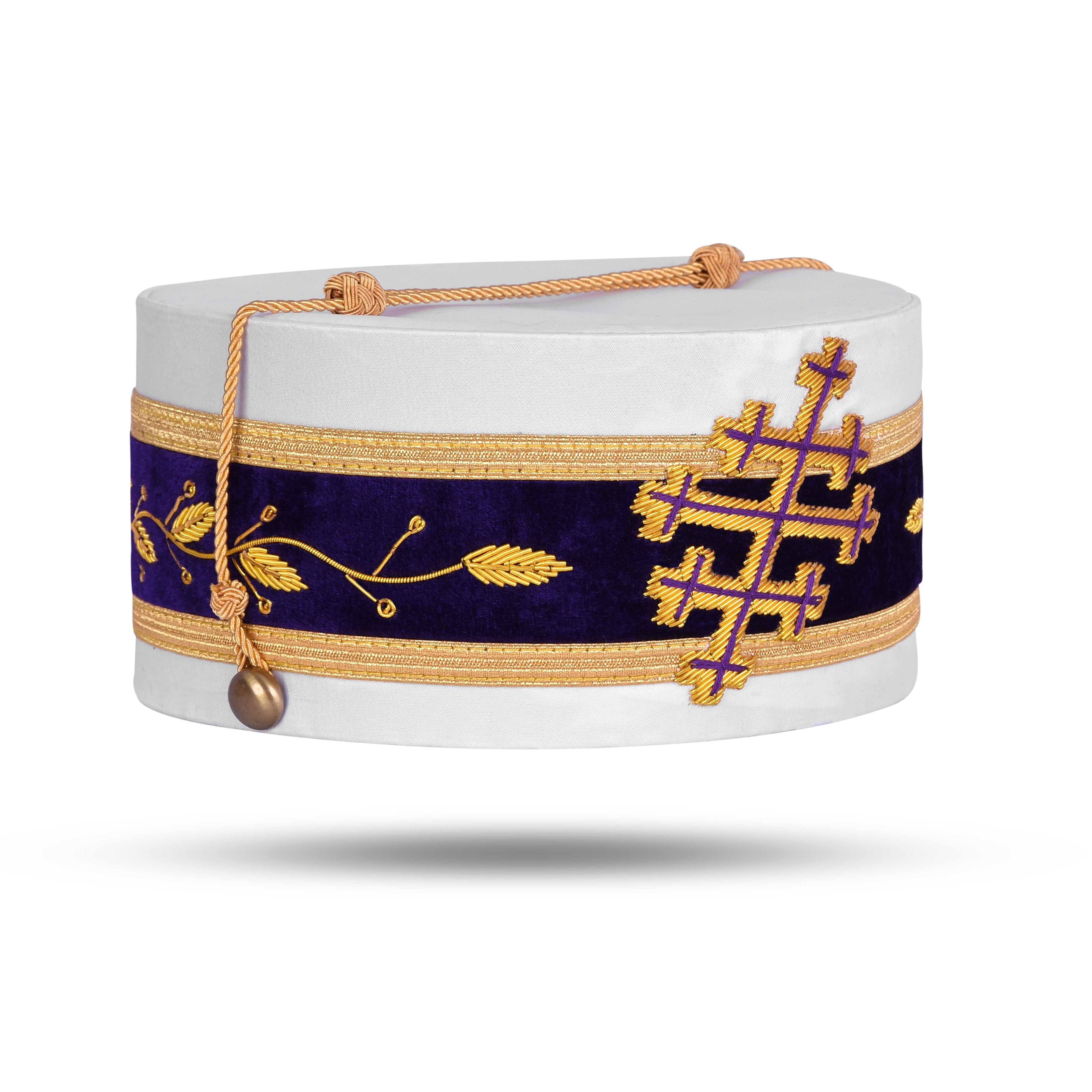 Sovereign Grand Commander 33rd Degree Scottish Rite Crown Cap - Hand Embroidery With Gold Bullion