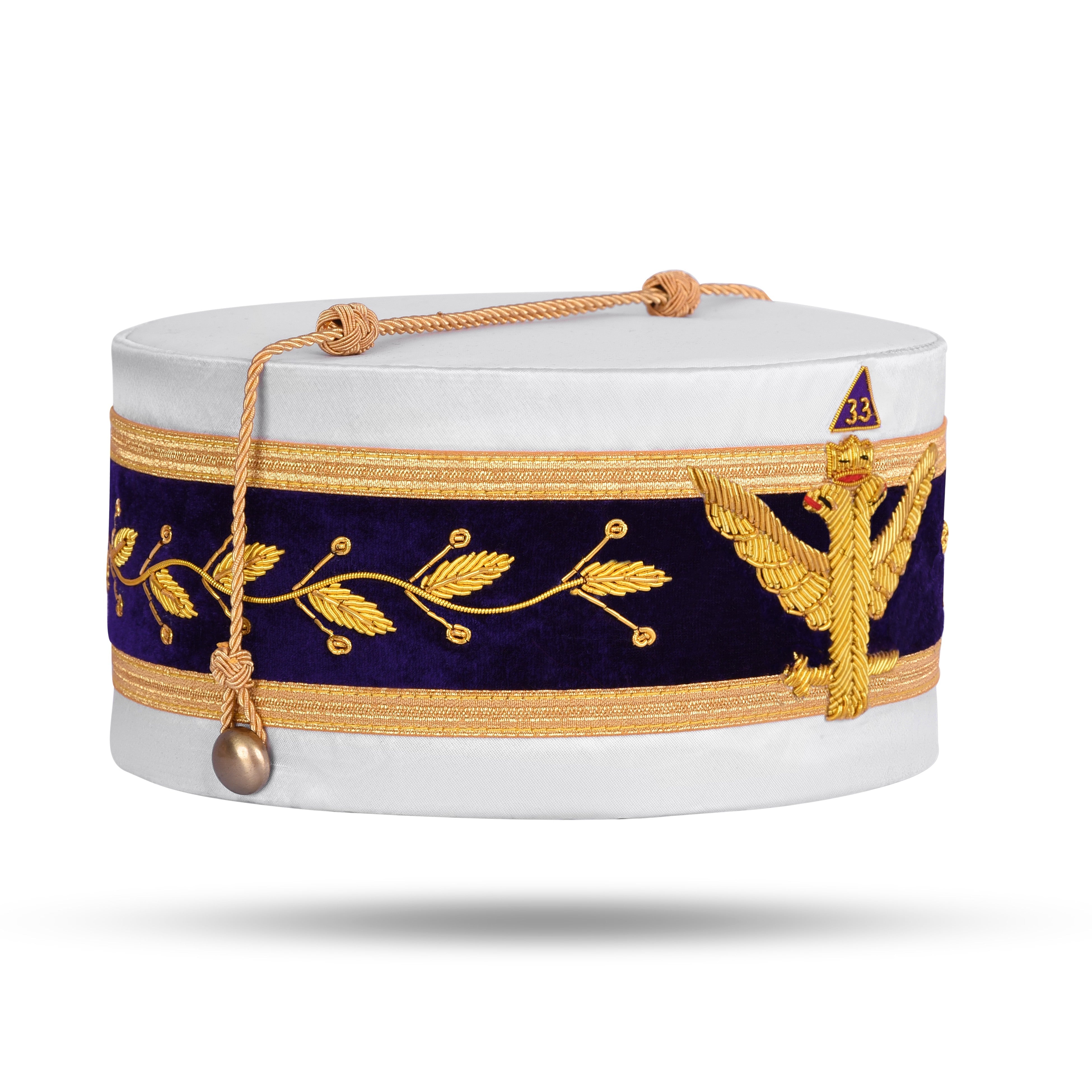 33rd Degree Scottish Rite Crown Cap - Wings Up Hand Embroidery With Gold Bullion