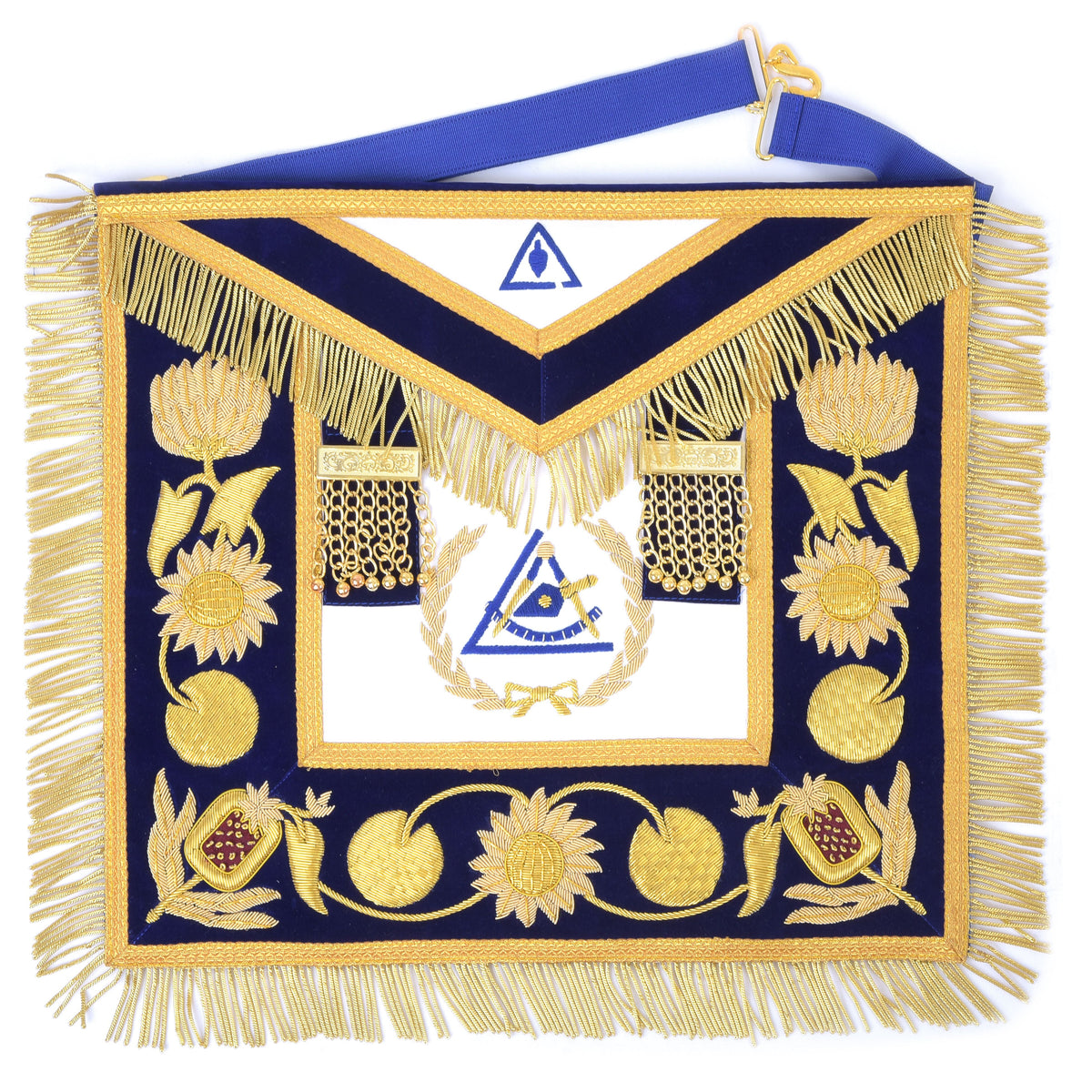 Past Grand Thrice Illustrious Master Royal & Select Masters English Regulation Apron - Blue Velvet & Gold