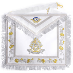 Past Master Blue Lodge California Regulation Apron - Embroidery Bullion With Rayon Fringe