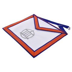 Installed Worthy Master St. Lawrence the Martyr AMD Apron - Blue & Orange Borders With Silver Gridiron