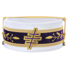 Past Most Eminent Grand Master Grand Encampment Knights Templar Commandery Crown Cap - Purple Velvet & White