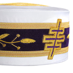 Past Most Eminent Grand Master Grand Encampment Knights Templar Commandery Crown Cap - Purple Velvet & White