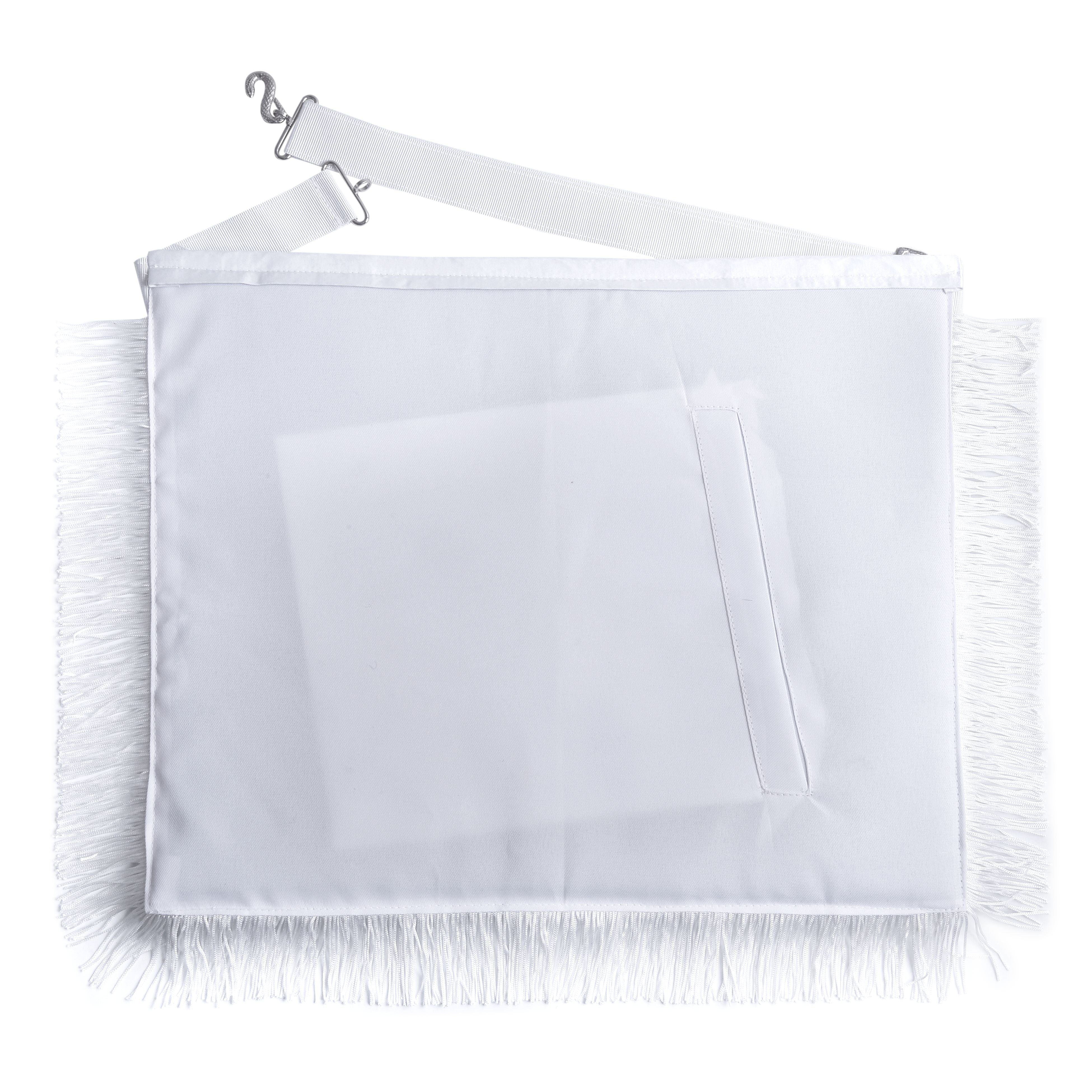 Deputy Grand Master Blue Lodge Apron - All White With Braid & Fringe