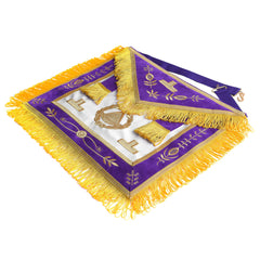 Past Grand Master Blue Lodge Apron - Purple With Gold Emblem With Wreath