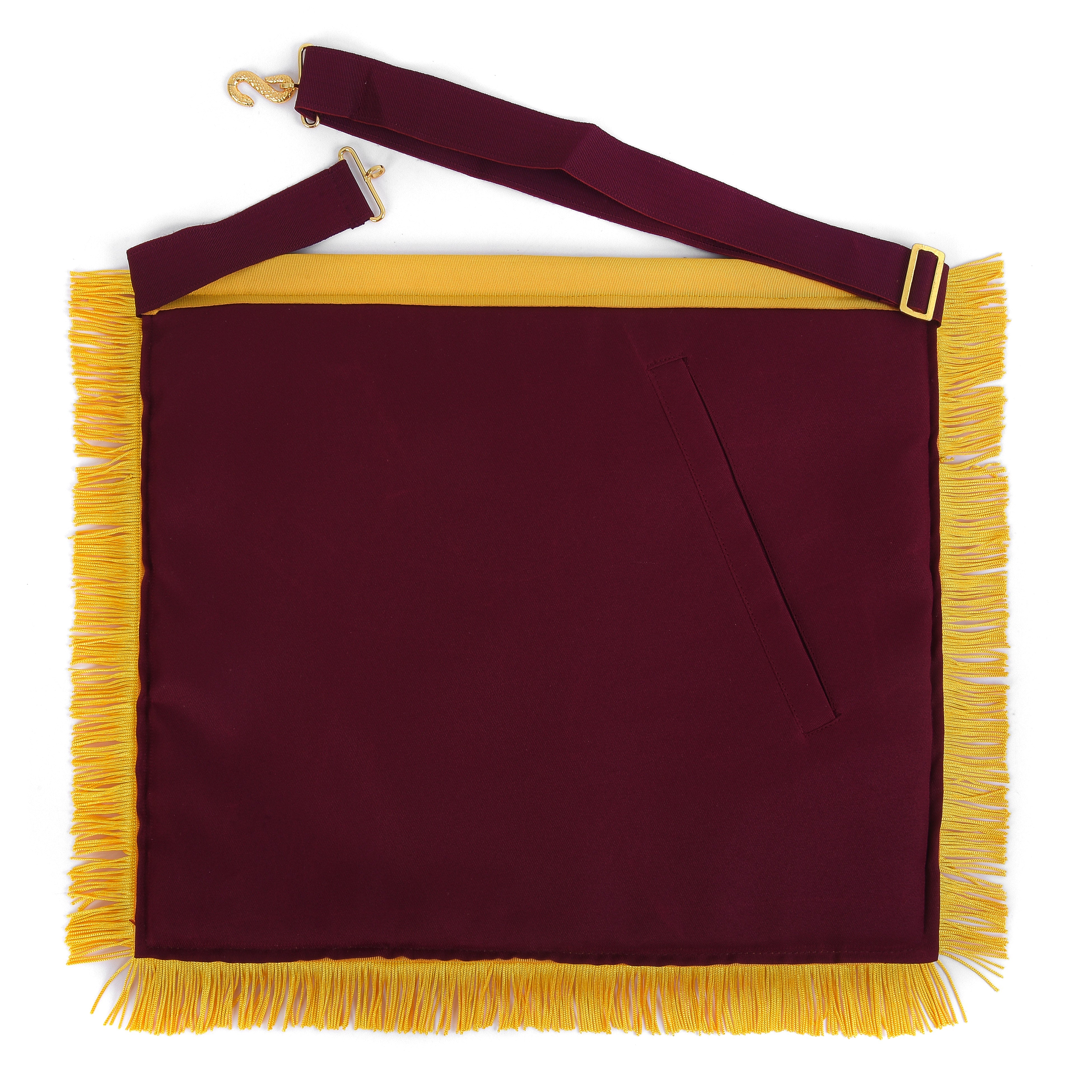 Order Of The Amaranth Apron - Maroon Velvet With Yellow Borders & Fringe