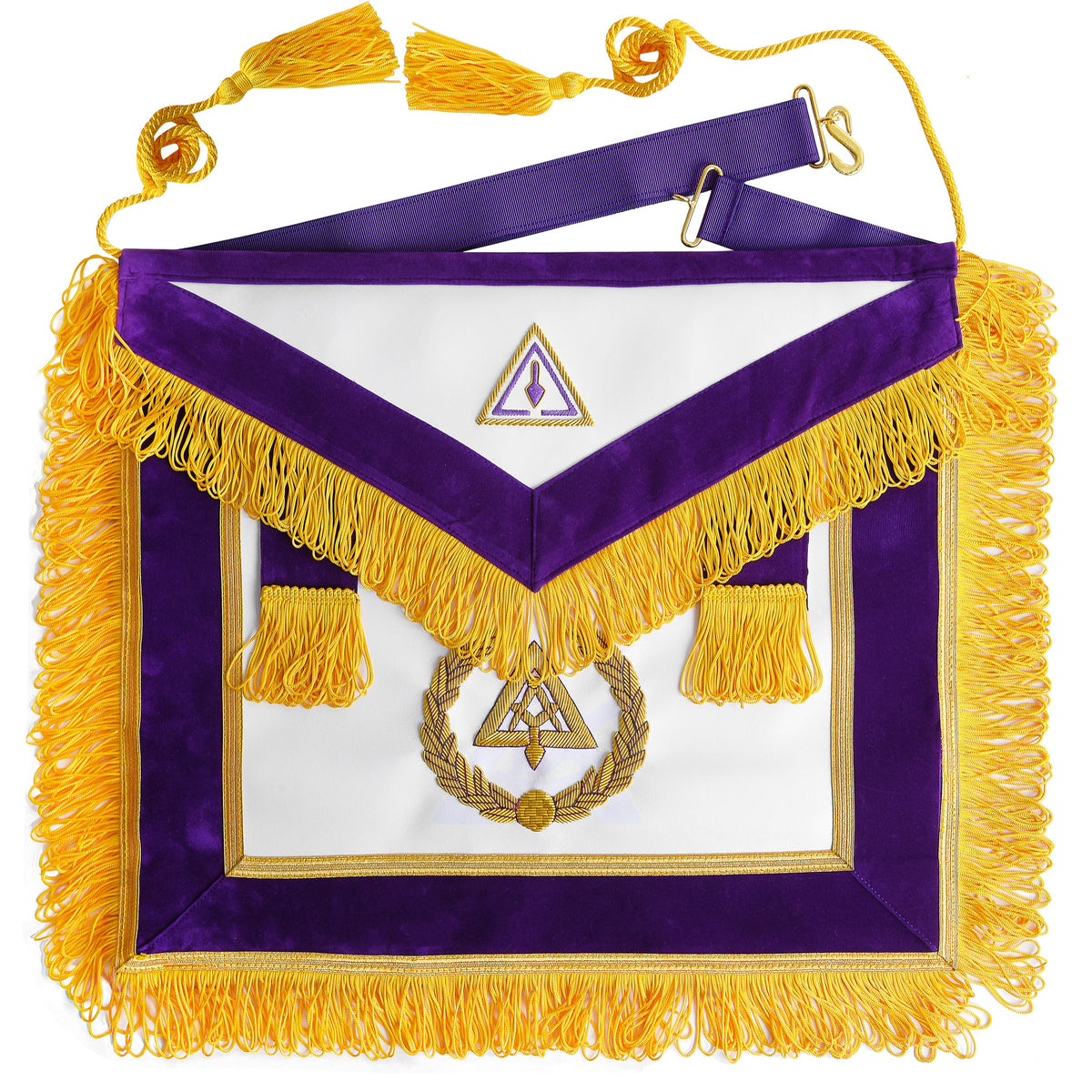 Past Grand Thrice Illustrious Master Royal & Select Masters English Regulation Apron - Purple Hand Embroidery