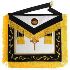 Past Commander Knights Templar Commandery Apron - Black With Gold Fringe