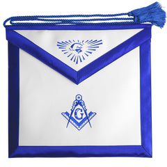 Master Mason Blue Lodge Apron - White With Blue Tassels