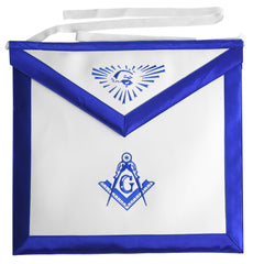 Master Mason Blue Lodge Apron - White Tape Ties