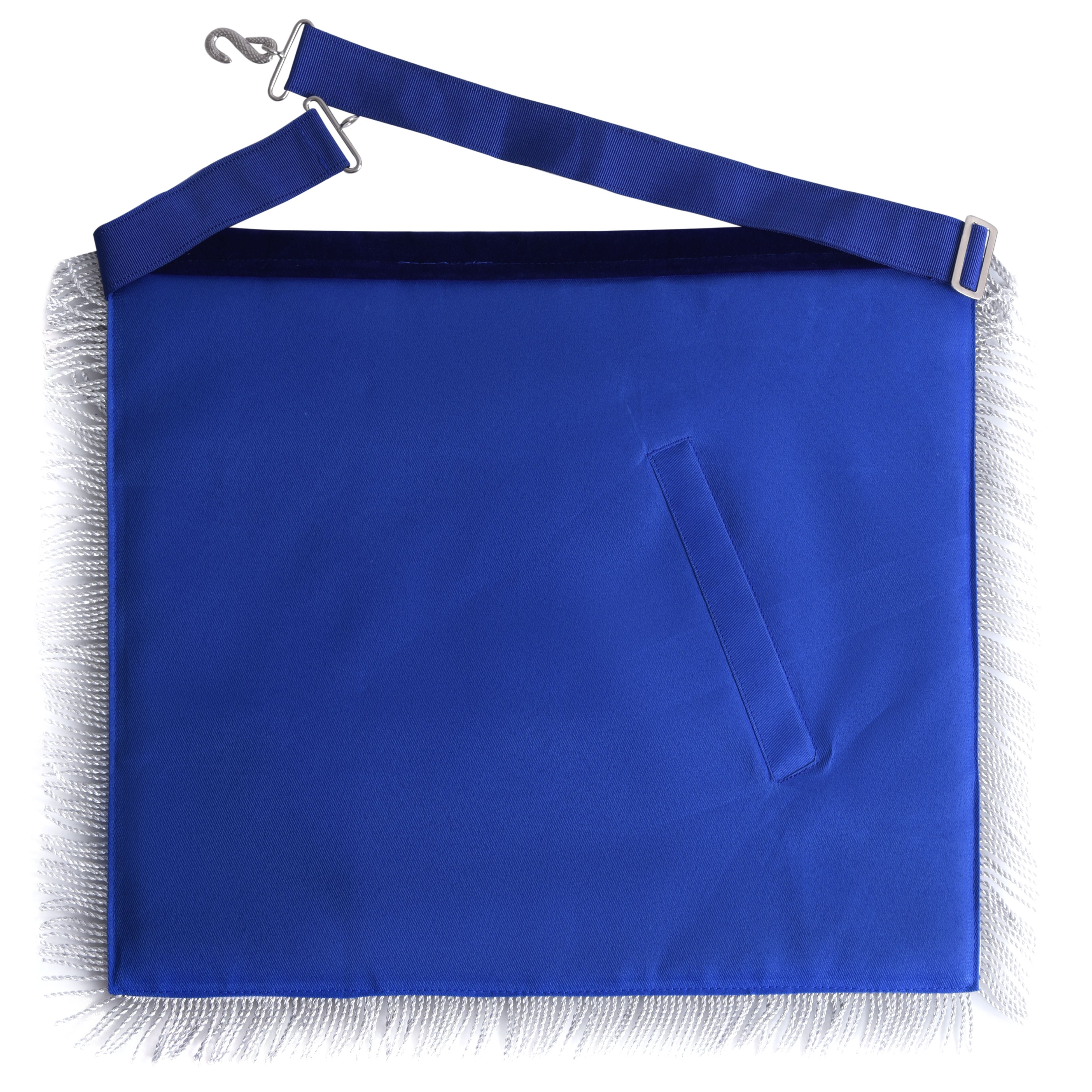 Chaplain Blue Lodge Officer Apron - Navy Blue With Silver Fringe