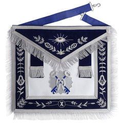 Treasurer Blue Lodge Officer Apron - Navy Blue With Fringe & Side Tabs