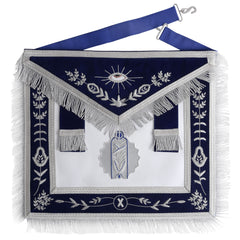 Junior Warden Blue Lodge Officer Apron - Navy Blue Velvet With Fringe