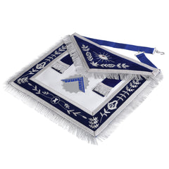 Worshipful Master Blue Lodge Officer Apron - Navy Blue With Silver Fringe