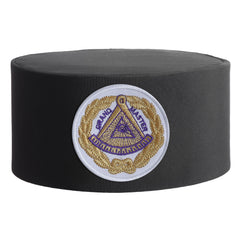 Grand Master Blue Lodge Crown Cap - White Patch With Gold Emblem & Wreath