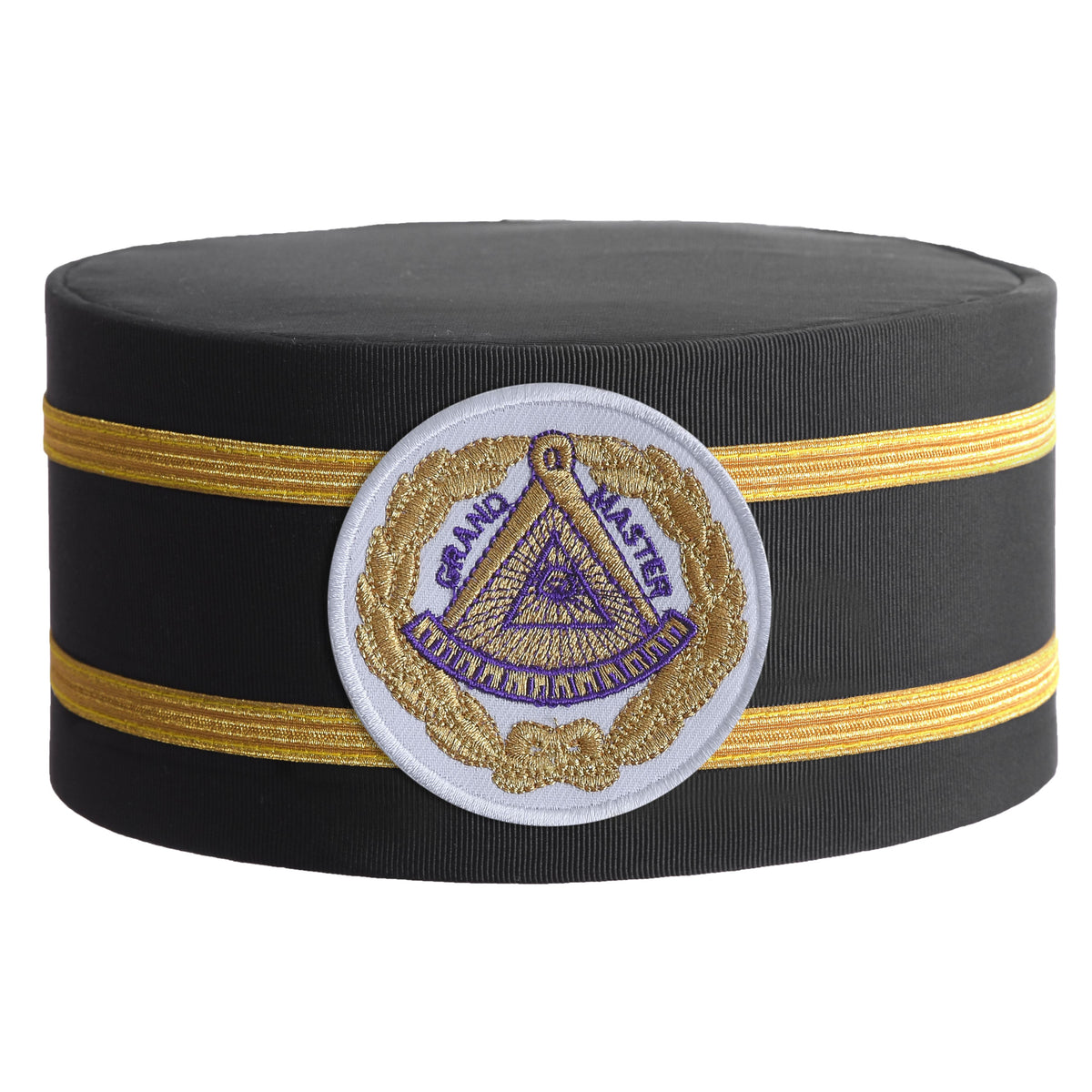 Grand Master Blue Lodge Crown Cap - Black Patch With Two Braids