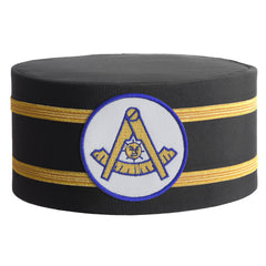 Past Master Blue Lodge California Regulation Crown Cap - White Patch & Double Braid