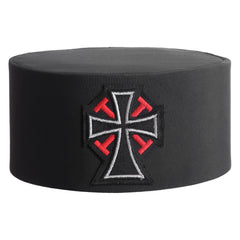 Past Commander Knights Templar Commandery Crown Cap - Black Rayon With Cross