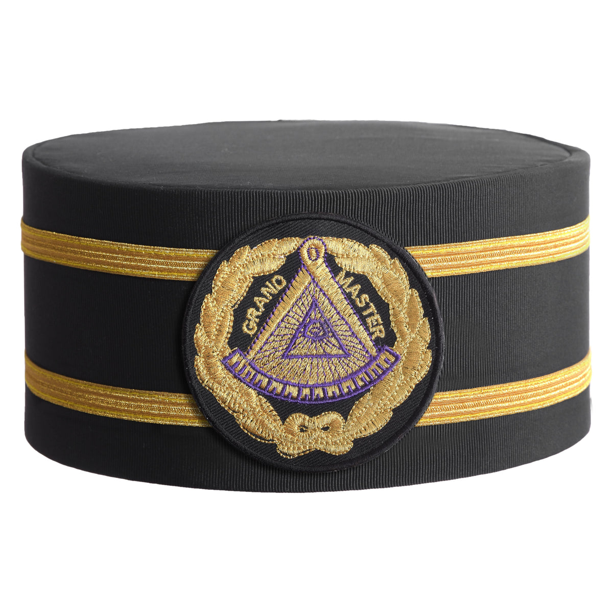 Grand Master Blue Lodge Crown Cap - Black Patch With Two Braids